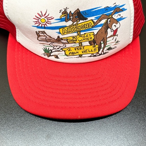 Vintage ARIZONA DESERT HAT Trucker Cap Snapback Mesh CATROON ART Funny STATE - Picture 4 of 11